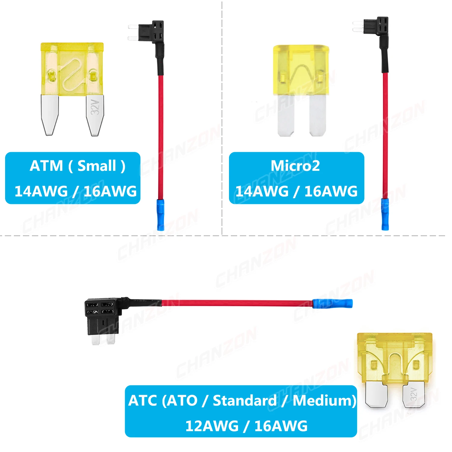 Carro Auto Dual Fuse Block Holder, Tap Adapter, Small Micro2 Blade, Terminal Case Boxes, ATM, 5V, 12V, 24V, 32V, 12V, 14, fio 16 AWG, 5 PCes