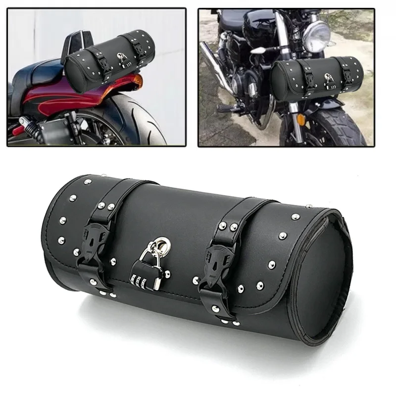 

Waterproof Leather Motorcycle Saddlebags Durable Tool Bag Storage Pouch for Harley Sportster Touring Softail - Motorcycle
