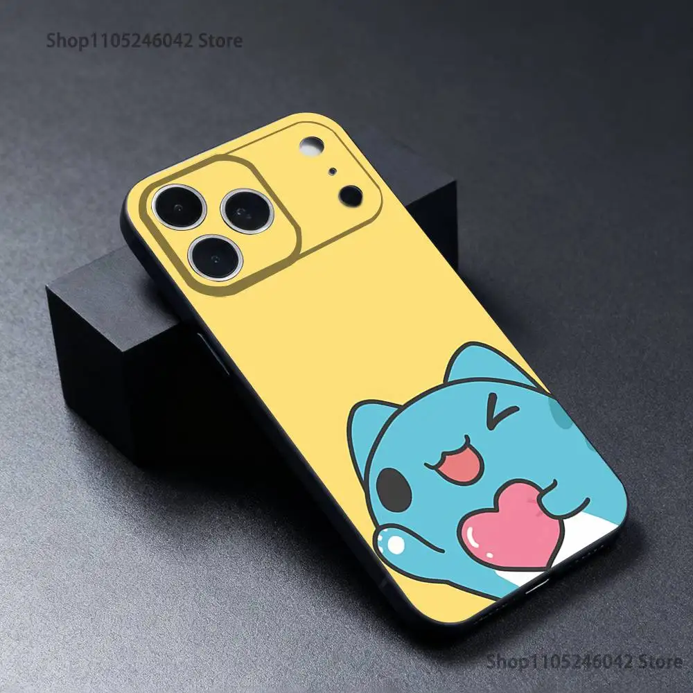 Capa de telefone fofa B-Bugcat Capoo para iPhone 17,16,15,14,13,12,11,Pro,XS,Max,XR,Plus,E,SE4,Mini capa macia preta
