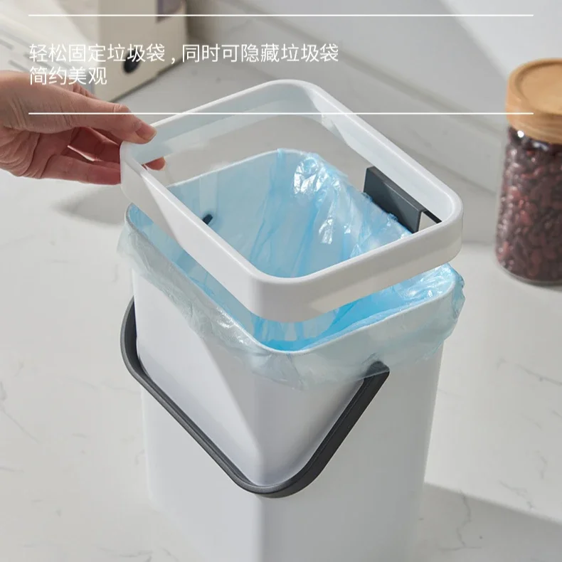 

Wall Mounted Living Room Kitchen Waste Bin Punch-free Folding Cabinet Trash Can Plastic Hanging Car Trash Home Dustbin