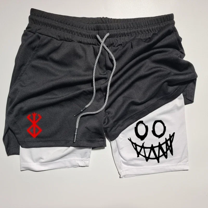 

Men's 2-in-1 double-layer sports shorts running and fitness outdoor shorts quick drying and breathable shorts with unique design