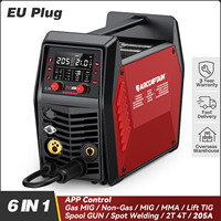 ARCCAPTAIN 6 In 1 Welding Machine iControl APP Control 205A 220V Gas MIG Flux MIG MMA TIG Spot Welding Spool Gun Aluminum Welder