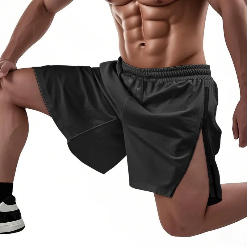 2025 New Men's Summer Casual Shorts with Side Zipper - Lightweight Quick-Dry Beachwear 5-Inch Mid-Length Swim Trunks