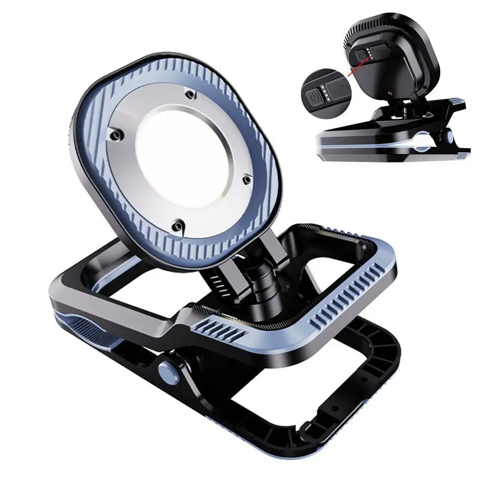 

Уличный фонарь для кемпинга с клипсой, перезаряжаемый, с регулируемым углом наклона, сверхдолговечный, 6 режимов, аварийный уличный светильник