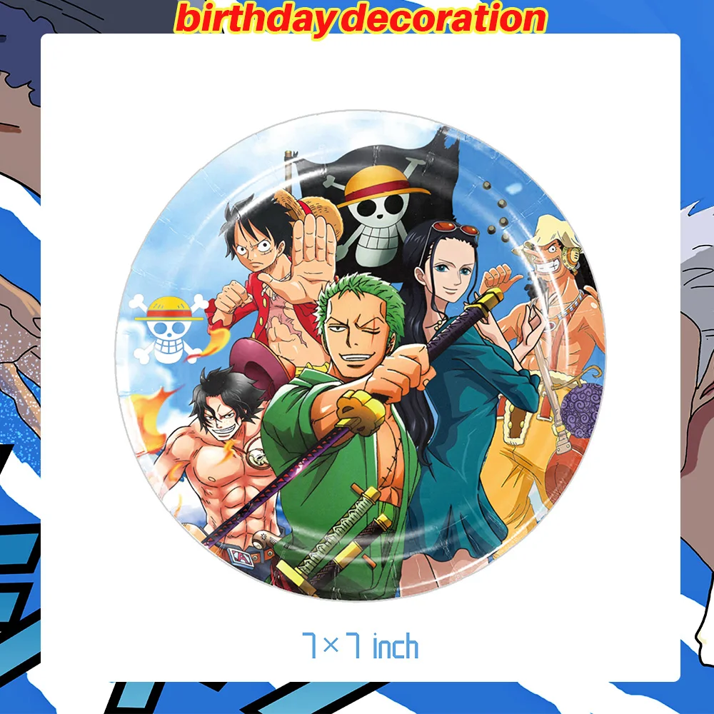 One Piece Geburtstagsparty-Dekorationsset Anime-Figur Luffy Zoro Teller Tischdecke Kuchendekoration Partyzubehör Geburtstagsgeschenke – Detail 8