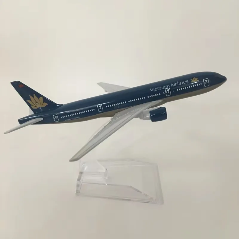 16 cm B777 Vietnam Airlines 1:400 Scale 777 Aircraft Model with Base Alloy Plane For Collectible Souvenir Show Gift Decoratio