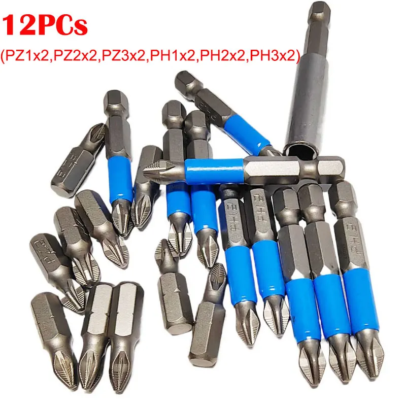 Grupos do Bocado da Chave de Fenda de Aço Liga Broca do Nenhum-deslizamento Impacto Elétrico Ímã s2 Pz1 Pz2 Pz3 s2 50 25 mm Ph1 Ph2 Ph3 12 Peças