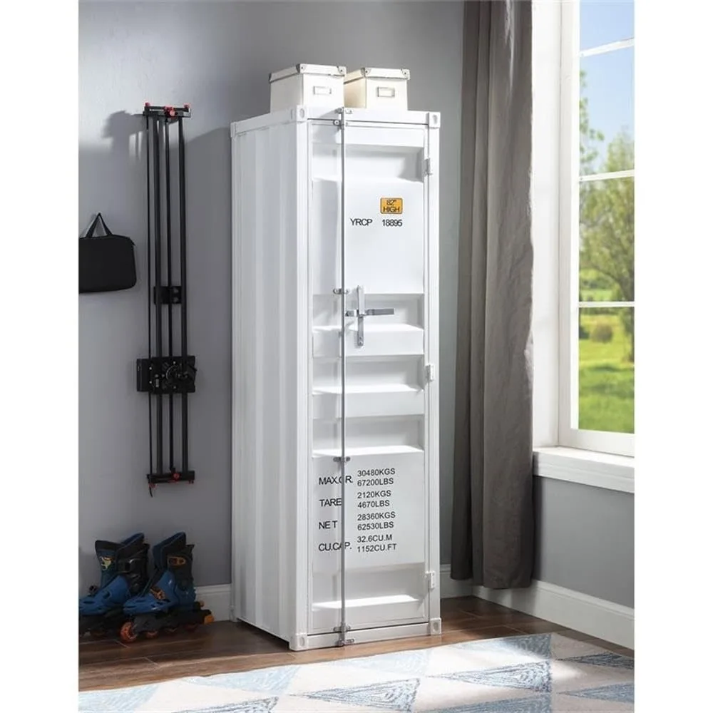 

Cargo Wardrobe Metal Armoire with 1 Door in White, Customized