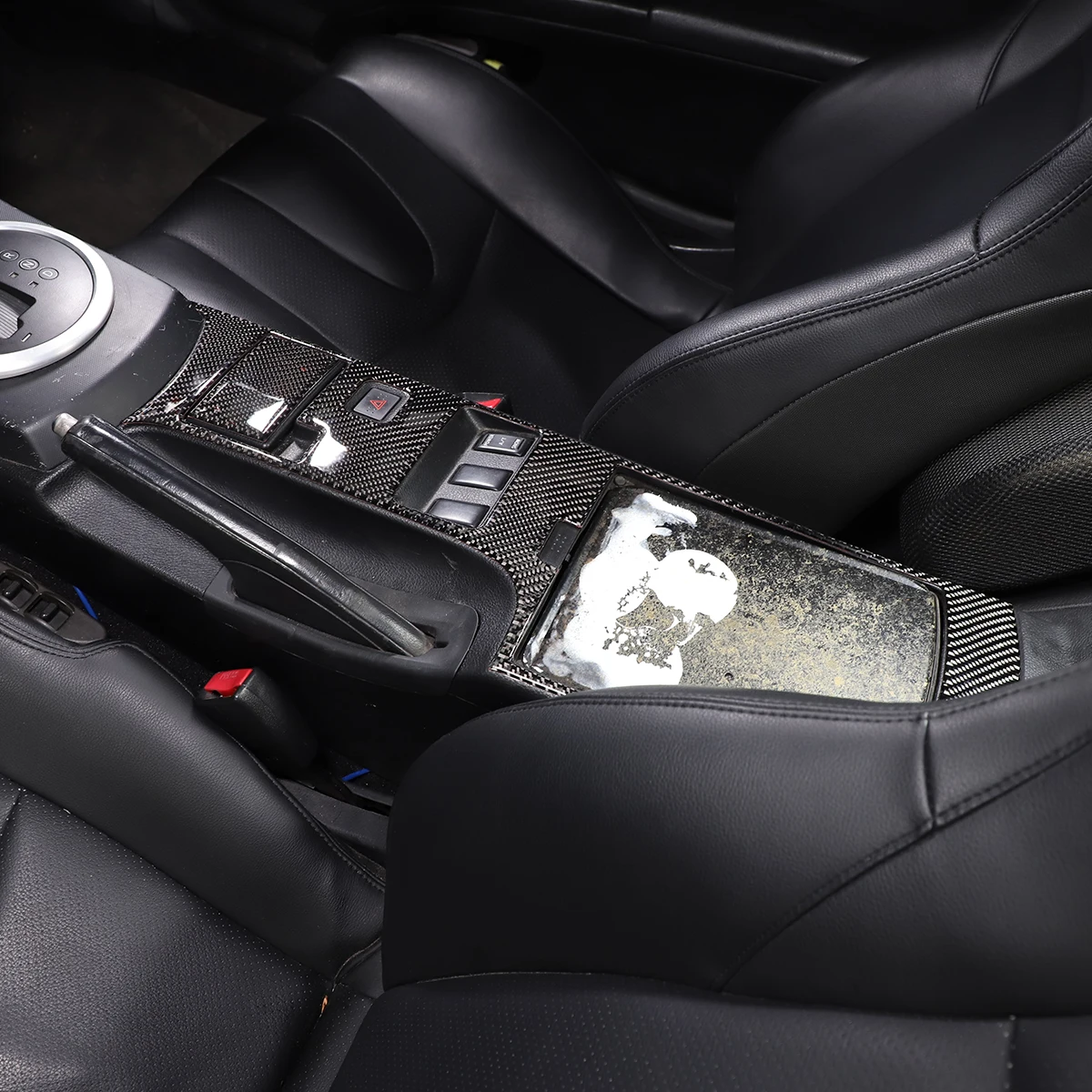 For Nissan 350Z 2003-2006 Soft Carbon Fiber Car Center Control Gear Storage Large Panel Sticker Car Interior Accessories