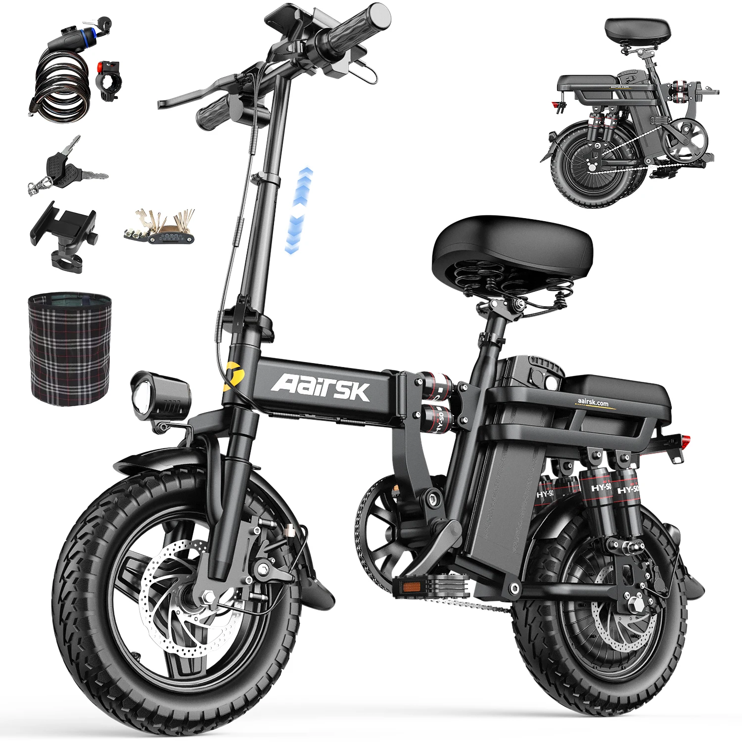 

Складной электрический велосипед 14 дюймов 48 В 500 Вт 15 Ач аккумулятор Ebike E Bike 3-скоростной складной велосипед