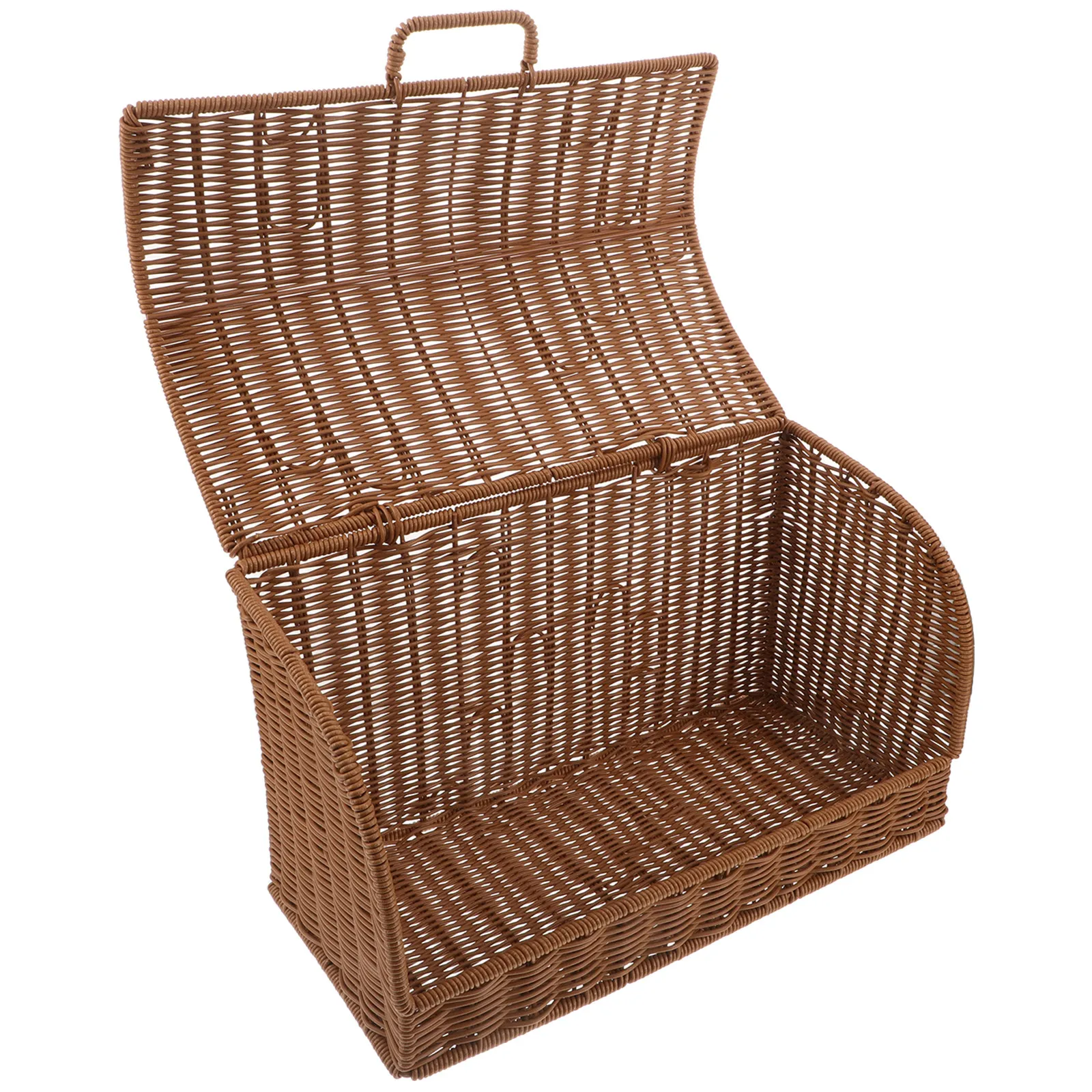 Large Imitation Rattan Bread Basket Rustic Hand-Woven Storage Bin Farmhouse Kitchen Countertop Organizer Bread Pastry Fruit