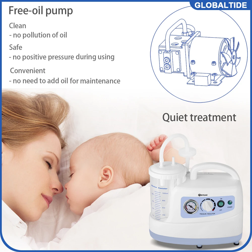 1000ml Portable Quiet Suction Unit Vacuum Phlegm Medical Emergency Aspirator Machine Veterinary Suction Machine