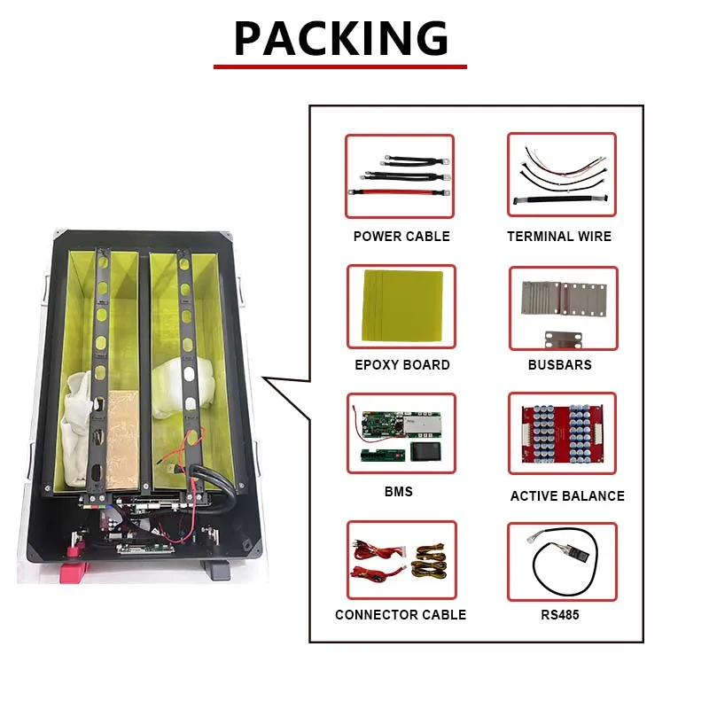 TEZE 48V 280AH custodia per batteria Lifepo4 15KWH 51.2V 302AH 304AH kit batteria costruito BMS RS485/CAN/RS232 custodia solare