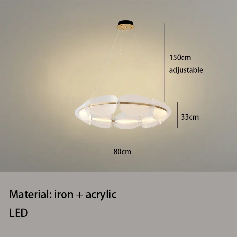 Noordse bladkroonluchter Design Creatieve Acryl LED Hanglamp voor Woonkamer Slaapkamer Hotellobby Ringvormige Bloemblaadjes Hanglamp