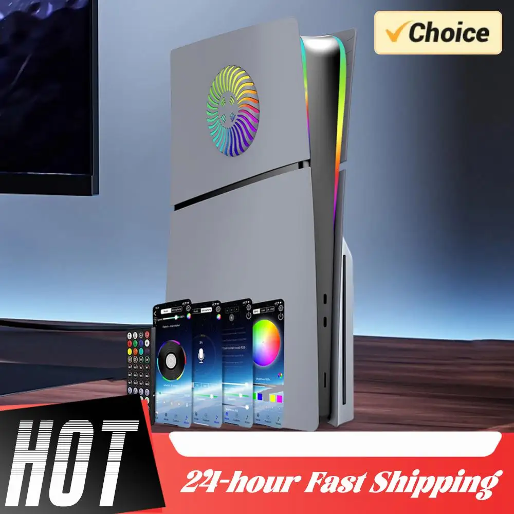 

ABS Hard Case Face Plate Console Cover with Cooling Vent Side Plate Shell Shockproof for Playstation 5 Slim Disc/Digital Console