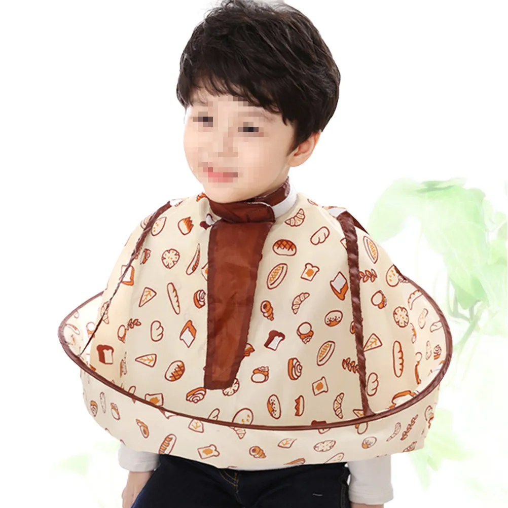 

Kids Hair Cutting Cape Umbrella Waterproof Polyester Fabric Size S Bread Pattern Protect Neck Clothes Floor Easy Clean Hair