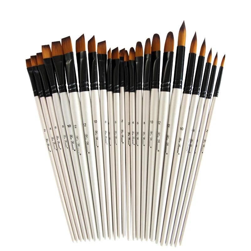 

Nylon Hair Shell White Wooden Handle Watercolor Paint Brush Pen Set For Learning Diy Oil Acrylic Painting Brushes Supplies