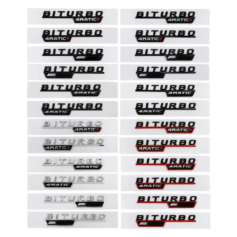 2Pcs Biturbo 4matic Logo Letters Car Fender Emblem Badge Sticker For Mercedes Benz C43 E43 GLE43 GLC43 AMG W205 W213 Accessories