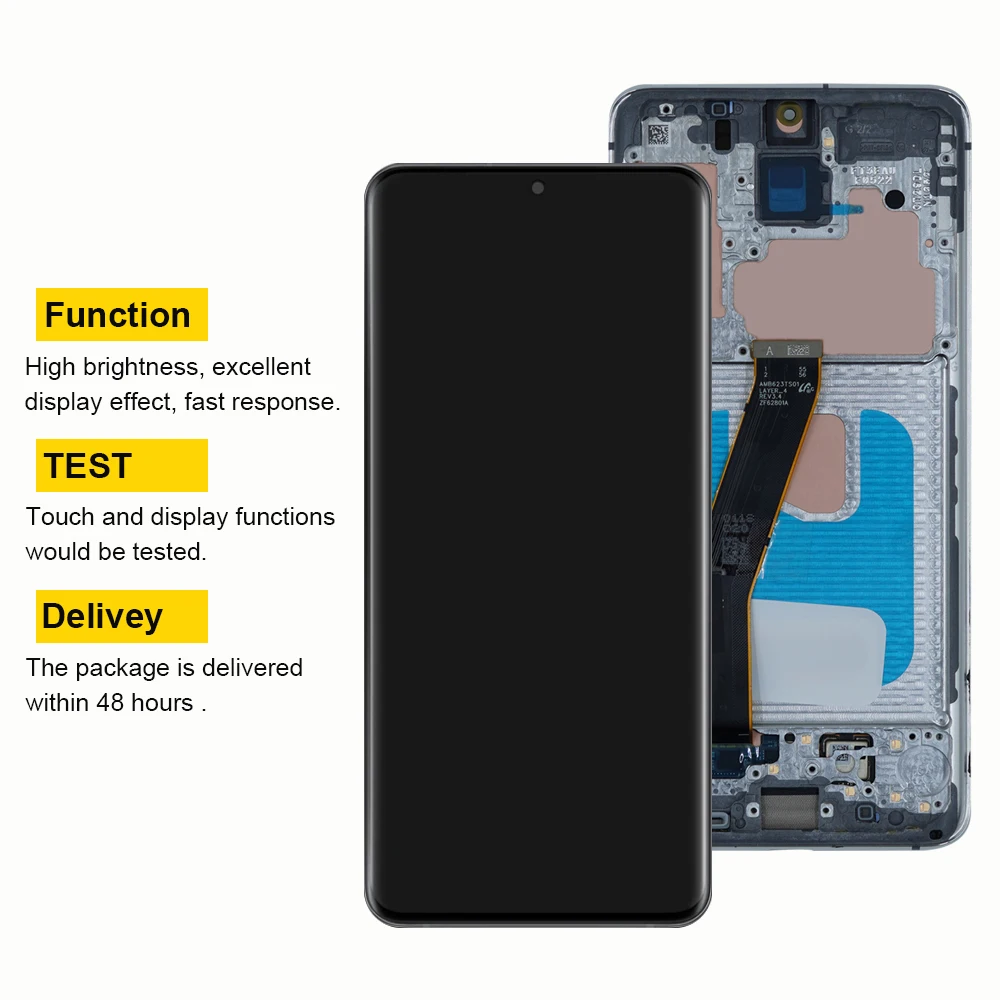 AMOELD For Samsung Galaxy S20 4G G980 G980F LCD Display Touch Screen Digitizer with Frame For Samsumg S20 5G G981B LCD