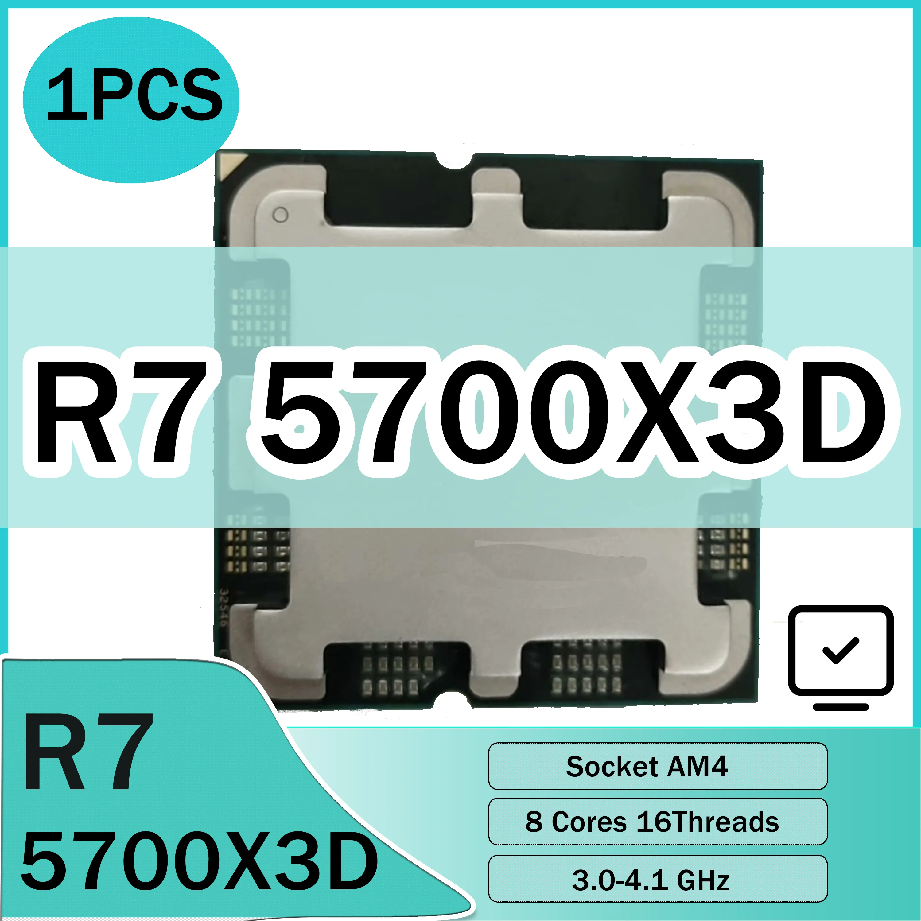 1 قطعة معالج ألعاب مستعمل R7 5700X3D، 8 نوى 16 خيط، 4.1 جيجا هرتز، 100 ميجابايت كاش، مقبس AM4، 105 وات #1