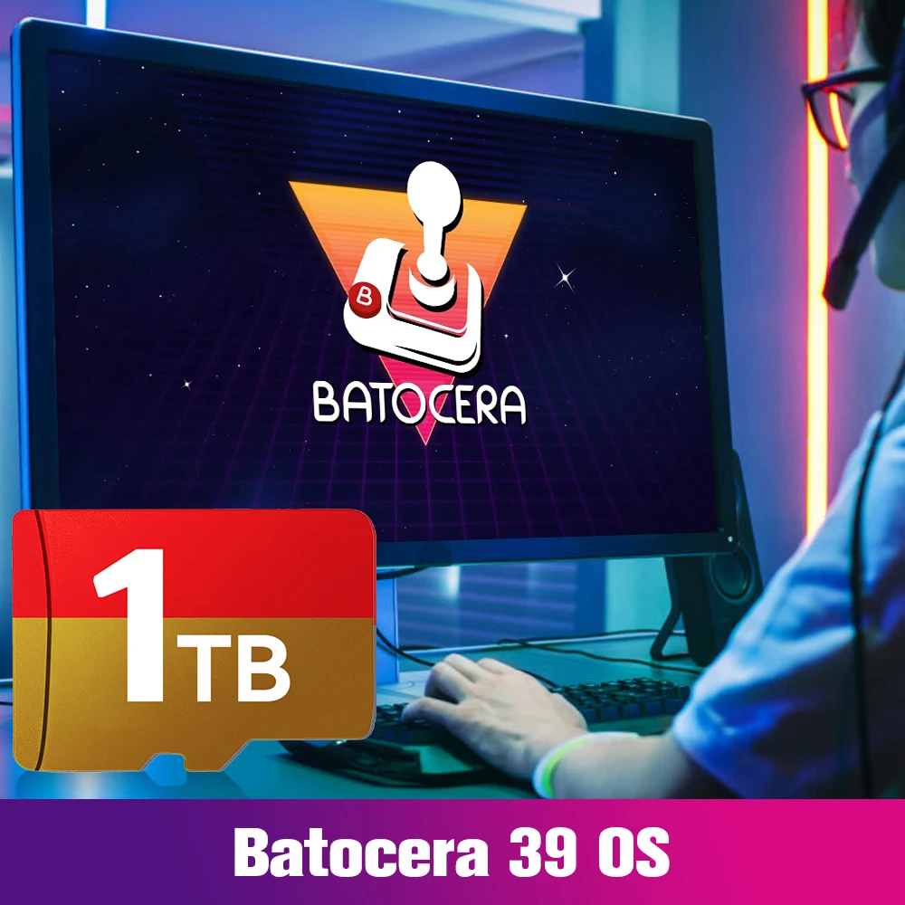 بطاقة ألعاب 1 تيرا بايت مع 61000 لعبة ريترو لوحدة التحكم المحمولة SteamDeck/Win Batocera 39 TF بطاقة لـ PSP/N64/PS3/PS2/PS1/MAME/Neogeo