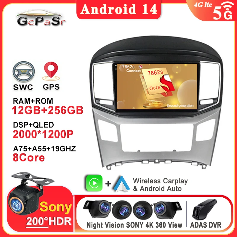 

Andorid 14 Car Multimedia Radio Player Navigation For Hyundai H1 Grand Starex 2007 - 2015 Auto carplay NO 2Din DVD Screen