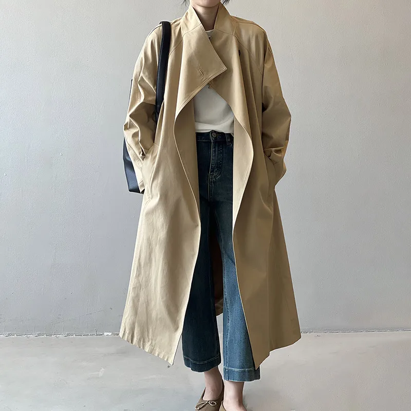 

Wholesale Classic Design Ladies Autumn Trench Coat Long Length Women Cotton Trench Coat