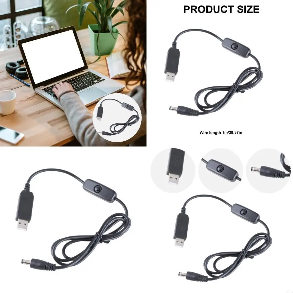 J78A USB 5V to DC12V 5.5mmx2.1mm Power Boosting Line Step Up Module USB Power Adapter Connector Cable 2.1x5.5mm Converter