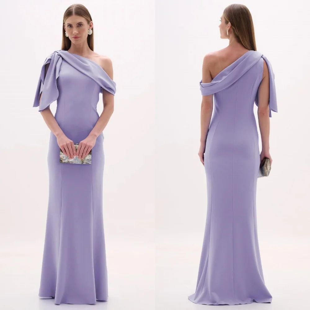 Prom Dress Evening Saudi Arabia Jersey Draped Pleat Ruched Formal Evening A-line Off-the-shoulder Bespoke Occasion Gown