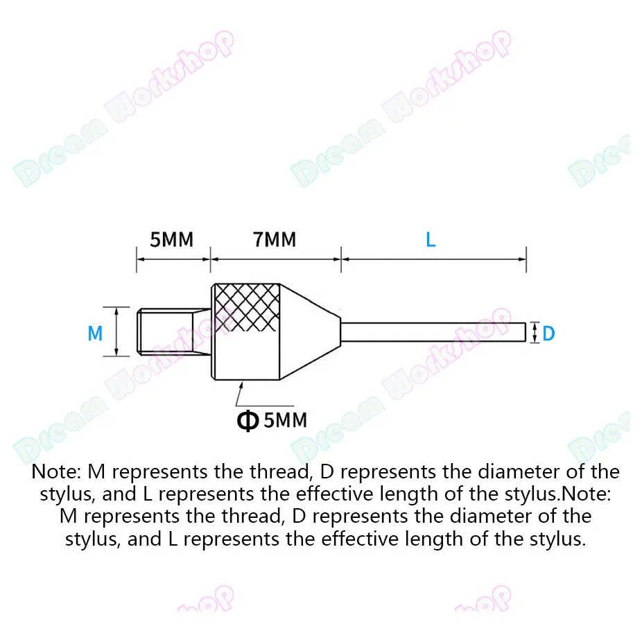 Dial Indicator Needle, Tungsten Steel Flat Probe, Height Gauge Probe, Dial Indicator Flat Probe, Depth Gauge, M2.5