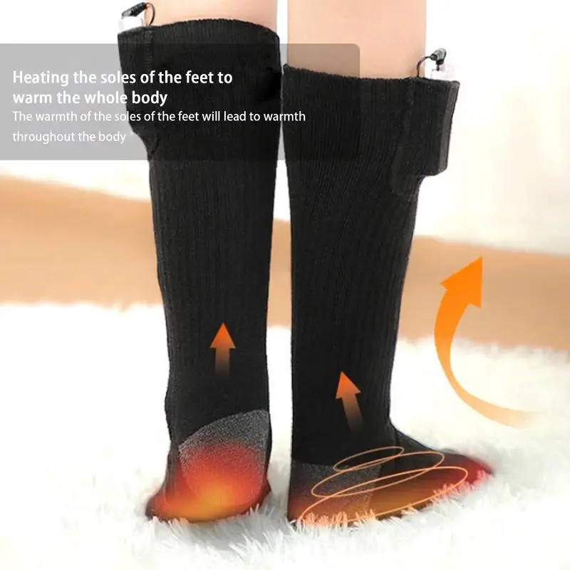 Heated Socks For Winter 1 Pair Fall Winter Socks Rechargeable Heated Cold Weather Women Men Socks Foot Warmer Washable For