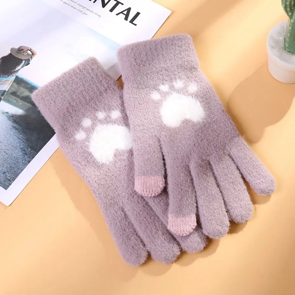 Wool Touchscreen Gloves Unisex Touchscreen Thicken Full Finger Guantes Warm Windproof Knitted Wool Mittens Outdoors