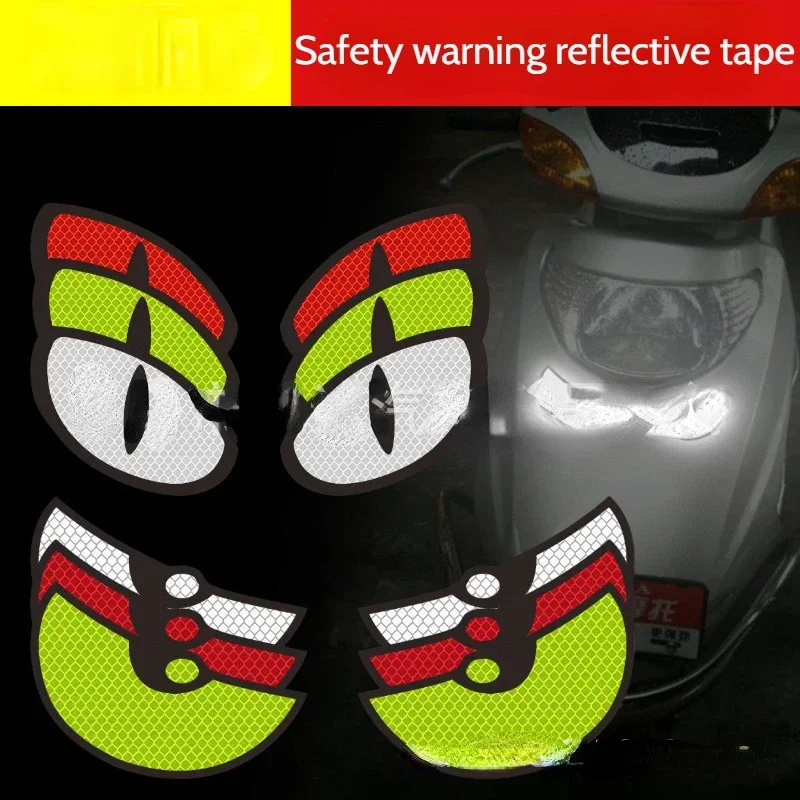 2pcs Devil Cat Eyes Warning Car Reflective Safety Tape Sticker for Auto Truck Motorcycle Trailer Safety Warning Strip