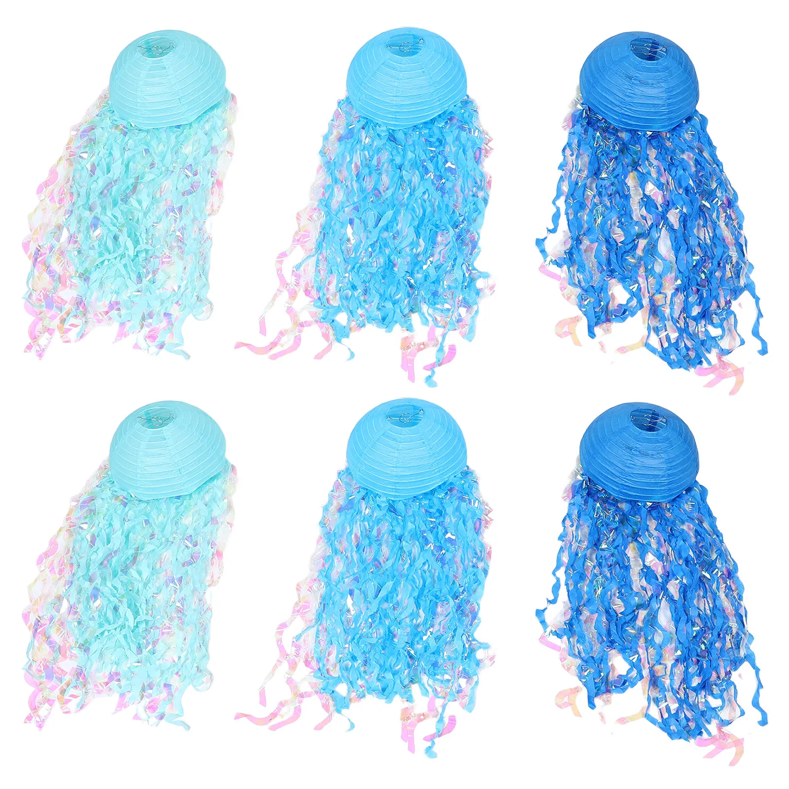 

6Pcs Hanging Paper Lanterns Mermaid Theme Jellyfish Decor Under The Sea Party Decoration Ocean Birthday Supplies for