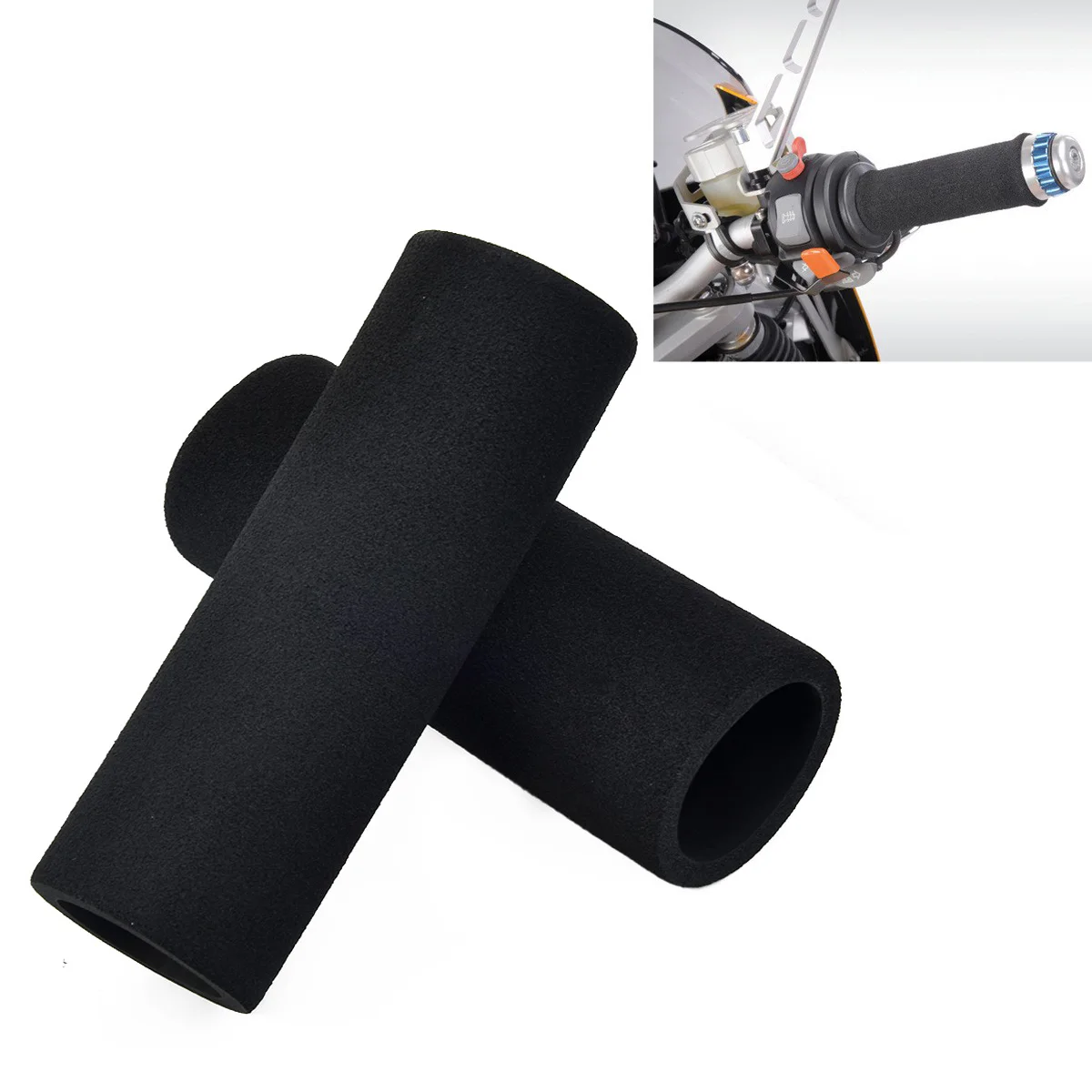2pcs Universal Motorcycle Handlebar Grips Non-slip Soft Foam Motorbike Cycling Handle Bar Grip Cover