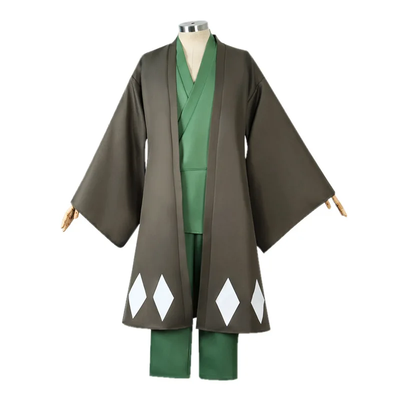 Anime Urahara Kisuke Gotei 13 Cosplay Costume Wig Shoes Kimono Halloween For Men Women Full Outfit (Cape&Tops&Pants&Hat)