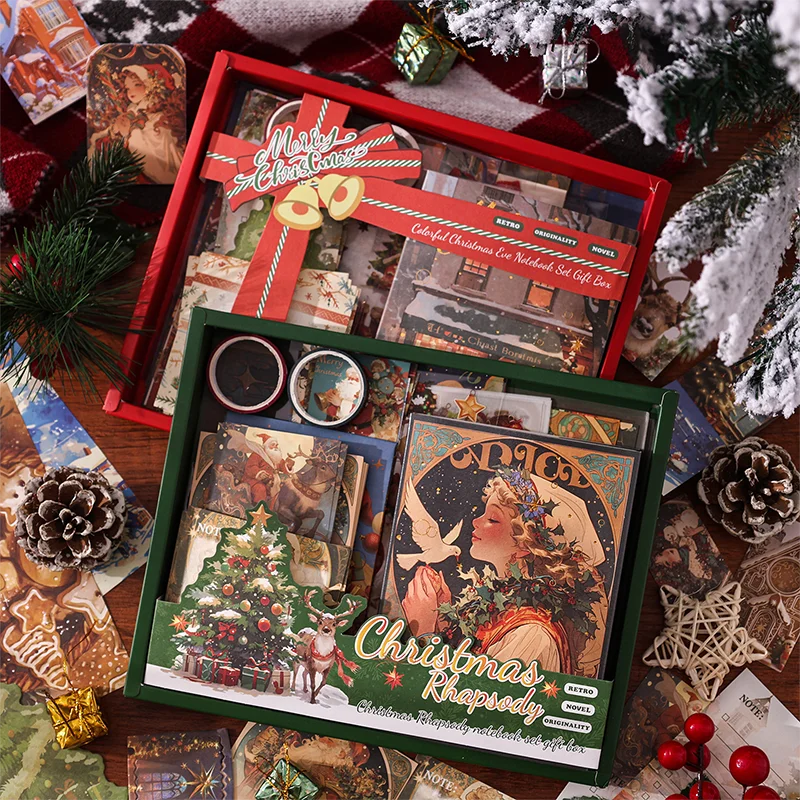 

Mr. Paper Christmas Handbooks Material Paper Set Retro Landscape Material Paper Christmas Supplies Home Decoration Kid Gift Sets