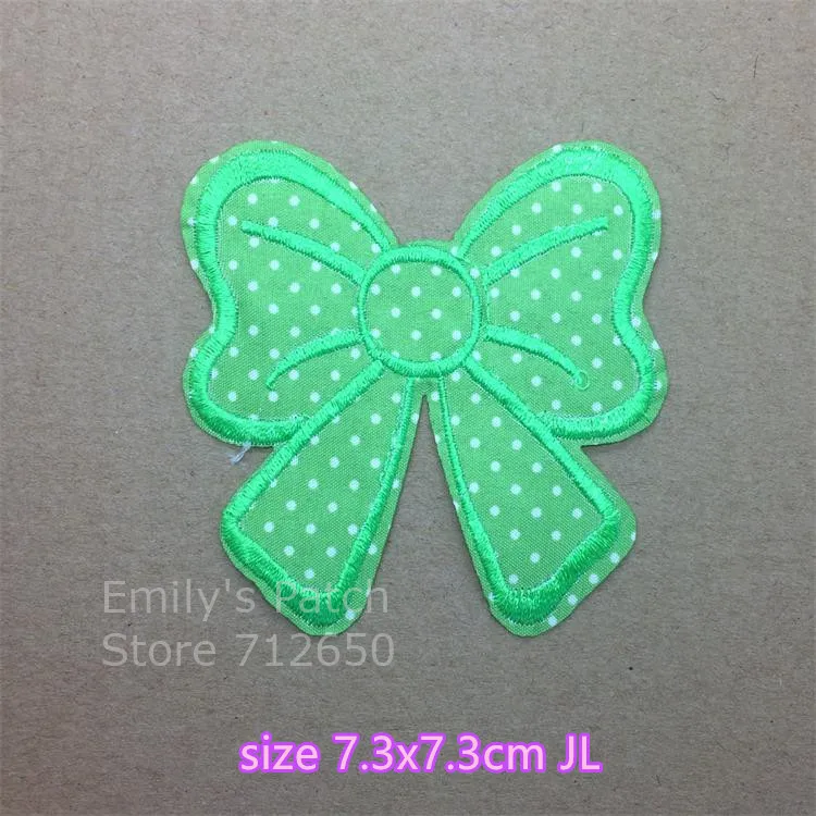 New Arrival 10 Pcs 7.3cm Big Bow Embroidered Patch Iron On Motif Clothing Hat Bag Shoe Applique Embroidery Accessory JL DIY