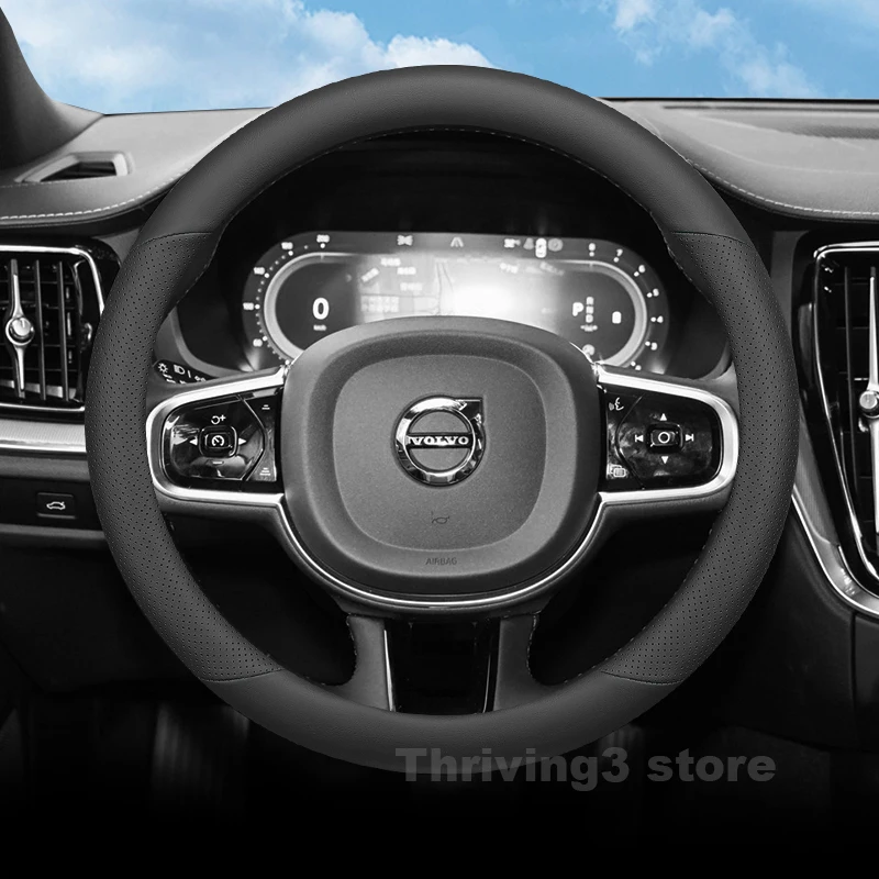

Leather Car Steering Wheel Cover For Volvo XC40 EX90 XC60 XC90 V90 EX40 V60 EC40 S60 S80 EM90 2025 Auto Volvo S90 Accessories