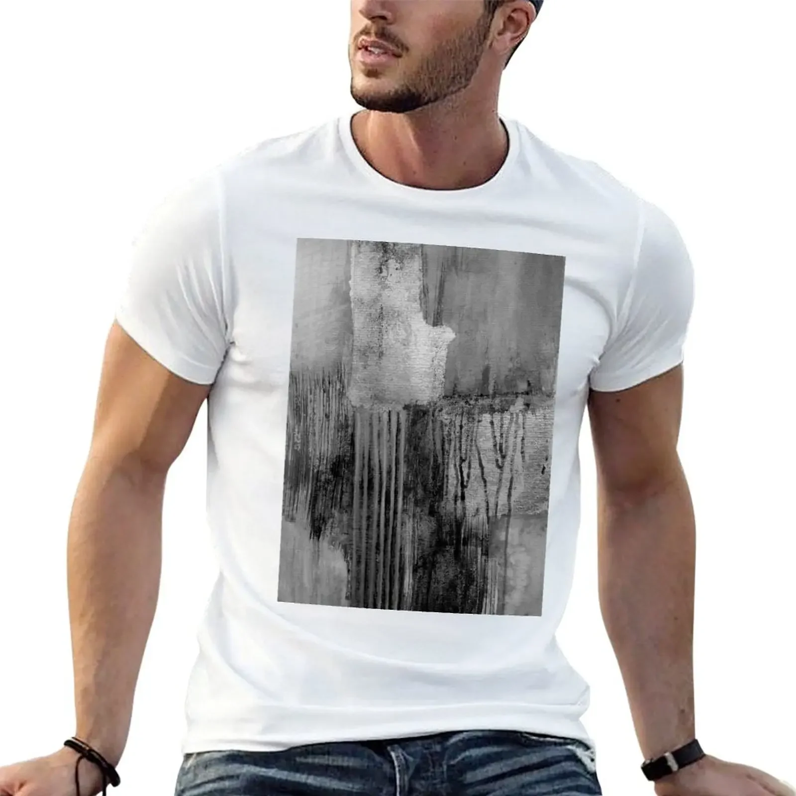 Gray abstract T-shirt tees boys animal print tops quick-drying mens workout shirts