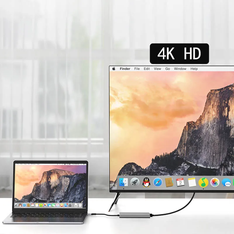 محطة إرساء الكمبيوتر المحمول usb hub TF/SD قارئ بطاقات 6In1 الفاصل محول نوع C إلى HDMI متوافق محول الشاشة تقاسم 4K @ 30 هرتز