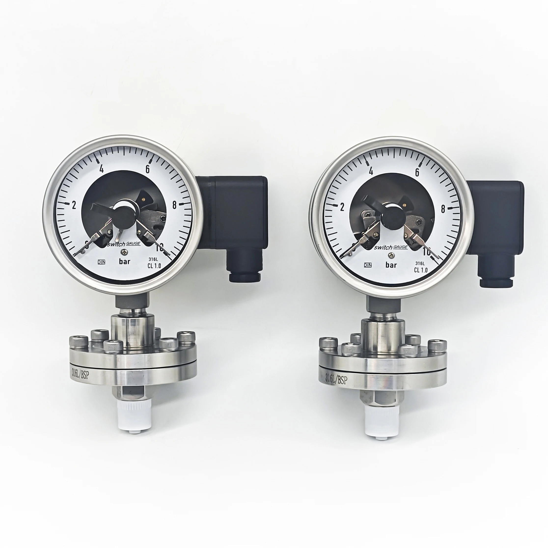 Precision Stainless Steel Diaphragm Pressure Gauge Electric Contact Gauge for Industrial Use