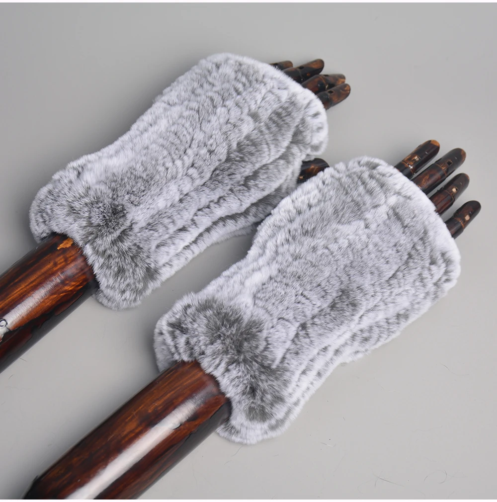 Lady Winter 100% Natural Real Rex Rabbit Fur Glove Women Soft Rex Rabbit Fur Glove Foashion Warm Knitted Genuine Fur Gloves