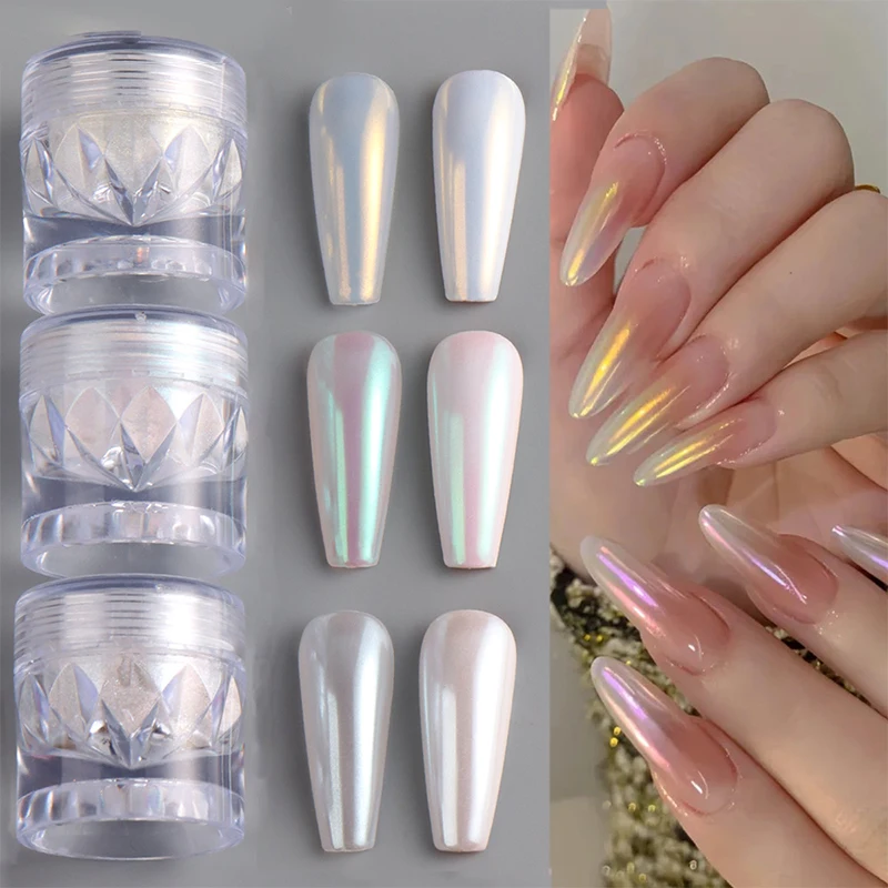0.5g Crystal Plating Nail Powder Clear Ultra Bright Electroplating Effect Yellow Pink Rubbing On Powder Moonlight Metallic