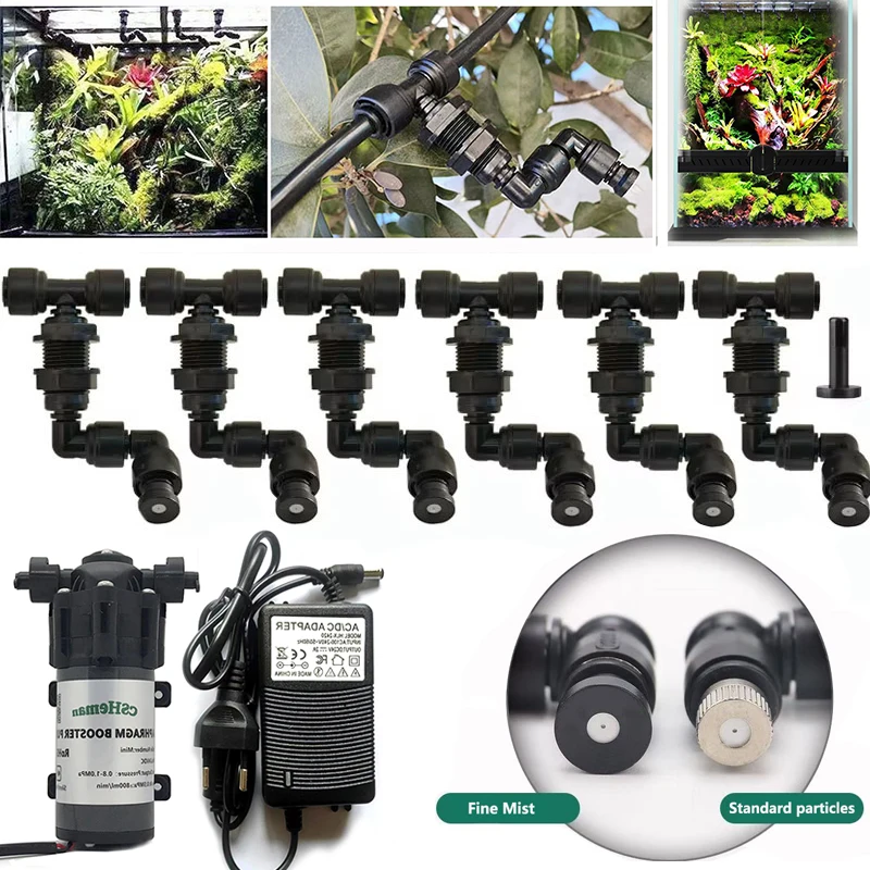

Rainforest Misting System Kit Silent Pump Fog Machine for Reptiles Terrariums - DIY Humidifier Sprinkler System