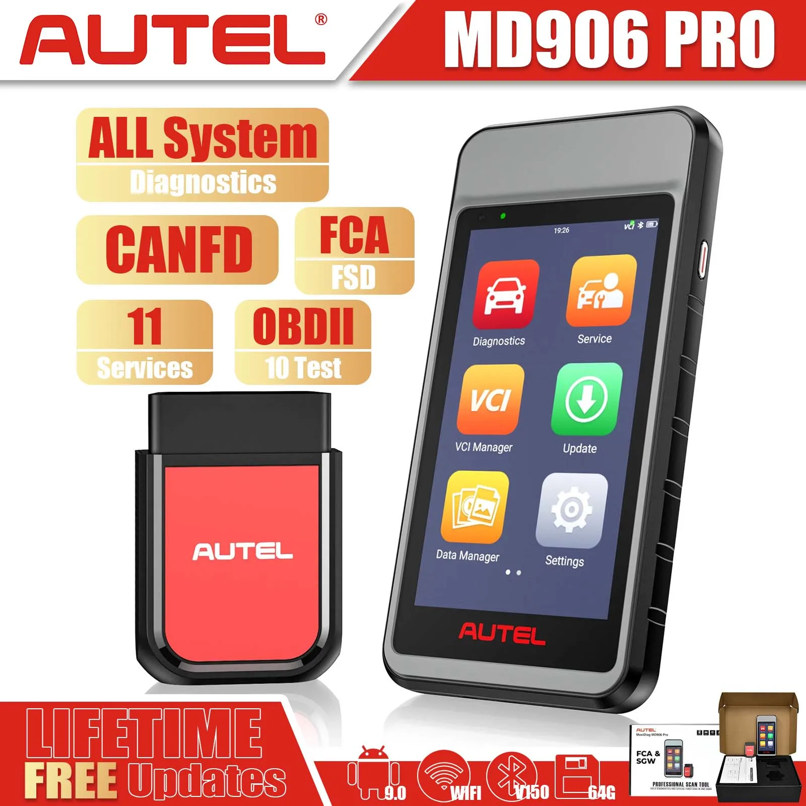 

Автосканер Autel MaxiDiag MD906 PRO OBD2 с поддержкой CANFD, диагностический инструмент для всех систем, бесплатное обновление, улучшенная версия MD806PRO MD808PRO