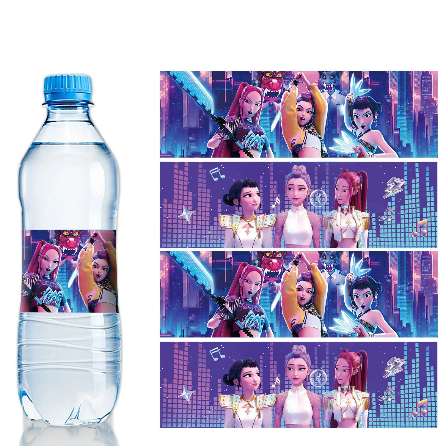 

Bottle Label Stickers Demon Hunters Water Birthday Party Decoration Kpop Anime Waterproof Sticker Baby Shower Kids Party Supplie