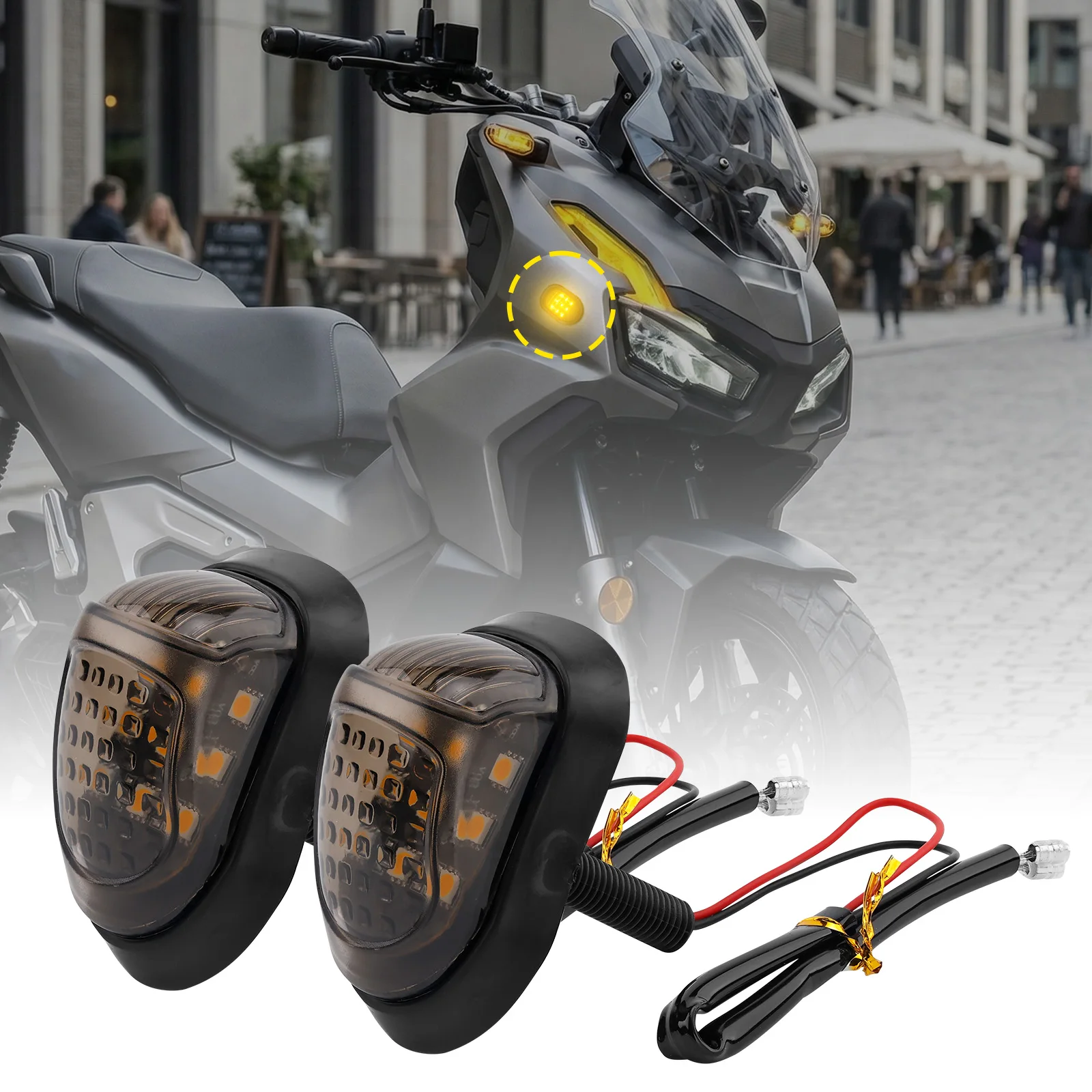 

2Pcs LED Turn Signal Light Motorcycle Flush Mount Blinker Flasher Amber Indicator Lamp Motorbike Accessories