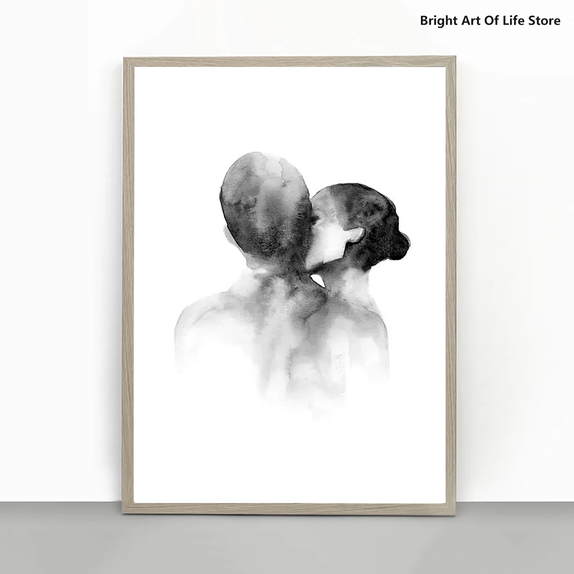 Black & White Water Colour Couples Kiss Holding Hands painting Poster, Quality Print, Home Décor Wall Art Fashion