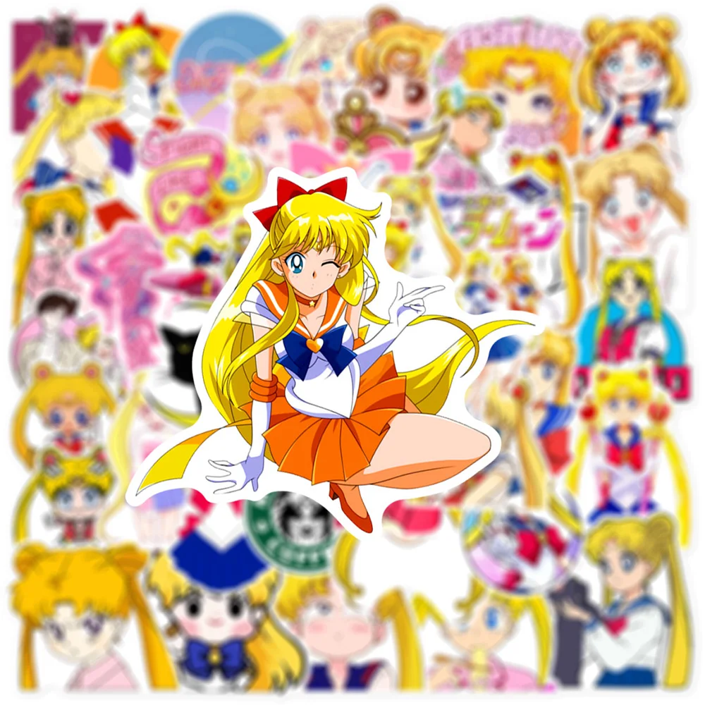 10/30/50pcs Kawaii Sailor Moon 애니메이션 스티커 귀여운 소녀 장식 DIY 일기 전화 편지지 만화 낙서 스티커 데칼